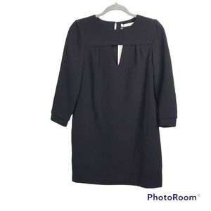 See U Soon solid black with keyhole front 3/4 sleeve mini dress size S NWT